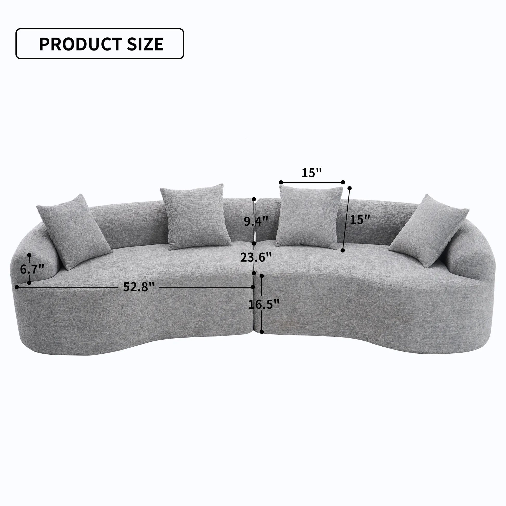 4 Seater Chenille Fabric Full Sponge Legless Compressed Sectional Sofa