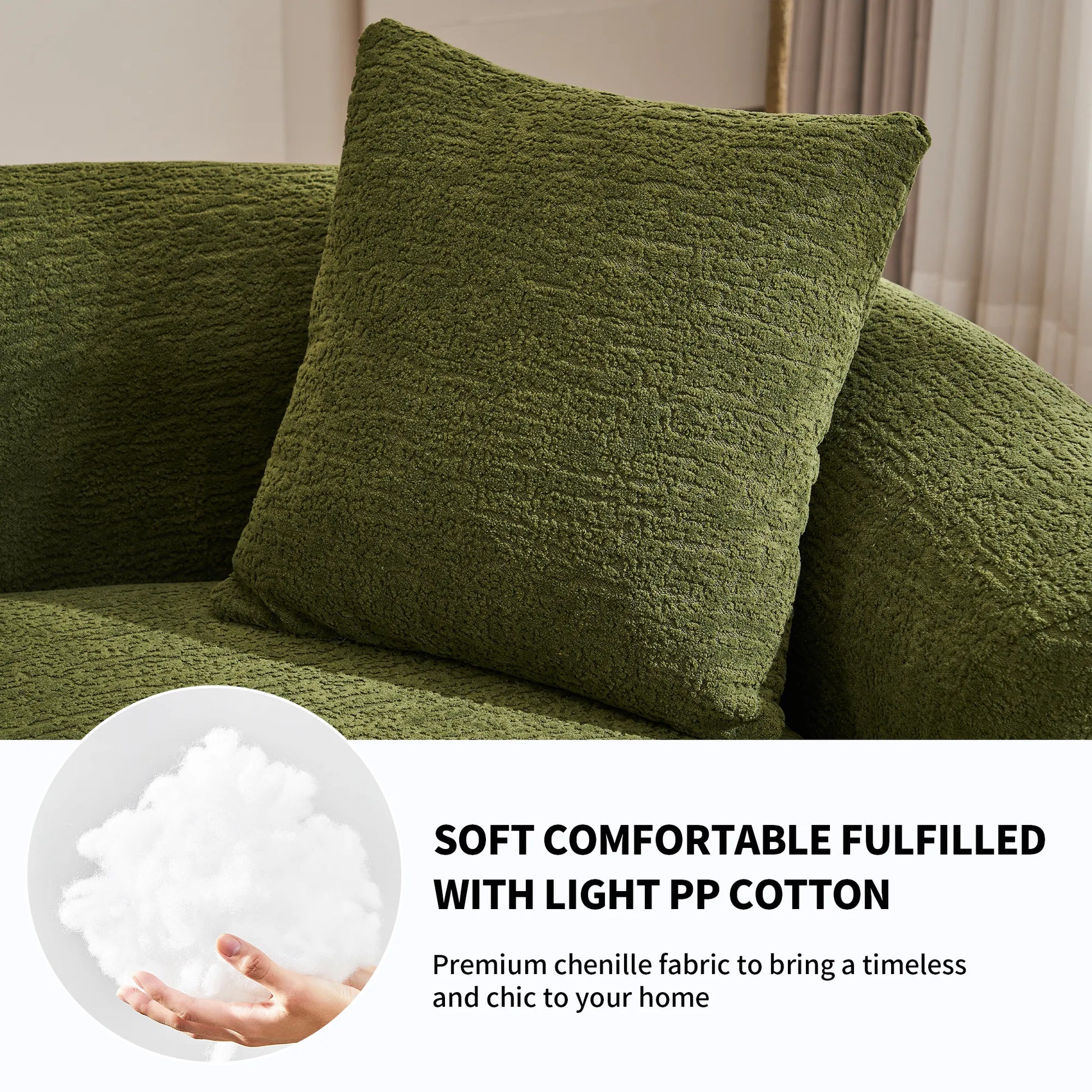 4 Seater Chenille Fabric Full Sponge Legless Compressed Sectional Sofa