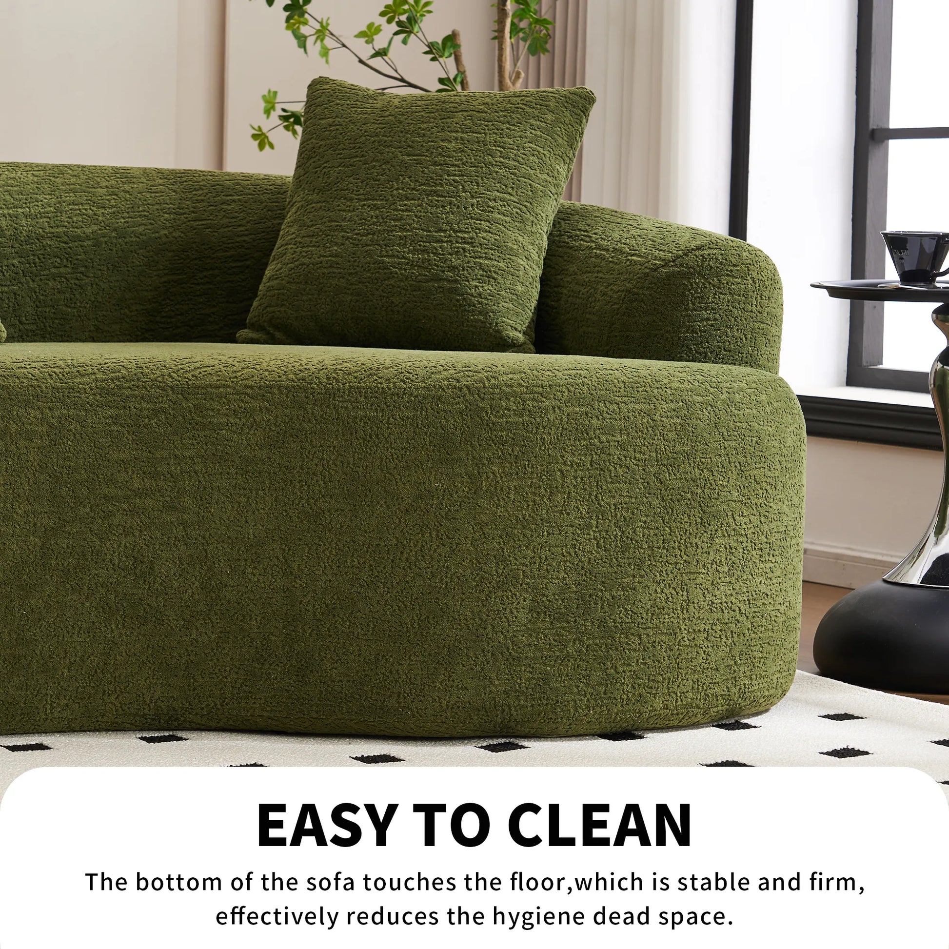 4 Seater Chenille Fabric Full Sponge Legless Compressed Sectional Sofa