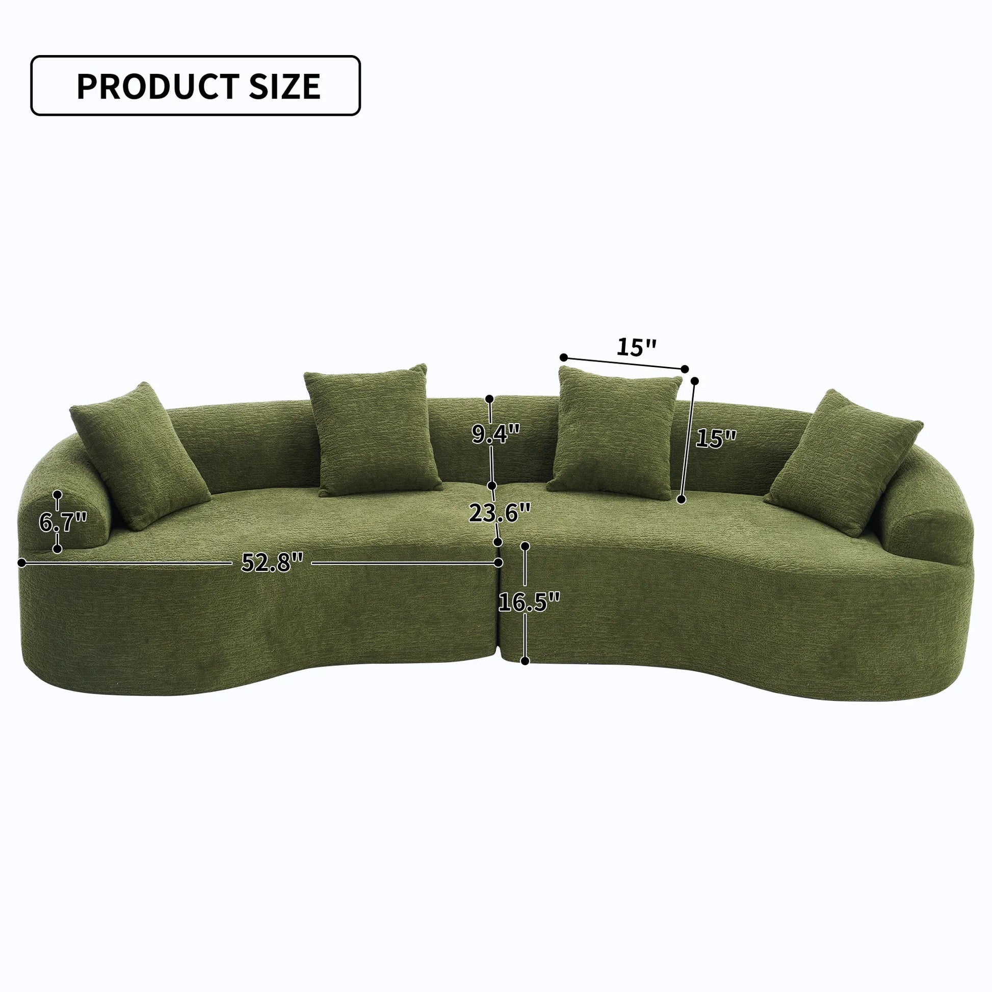 4 Seater Chenille Fabric Full Sponge Legless Compressed Sectional Sofa