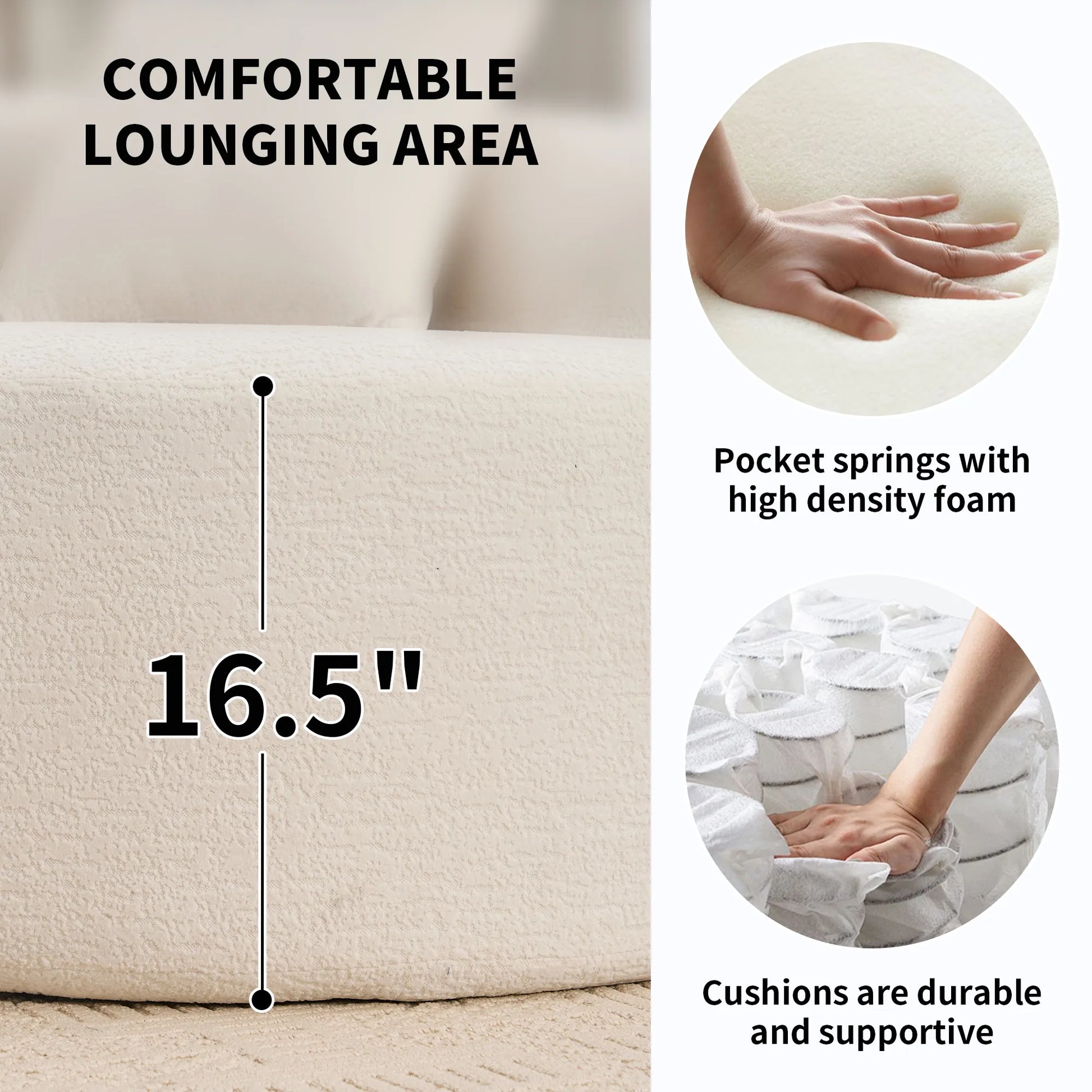 4 Seater Chenille Fabric Full Sponge Legless Compressed Sectional Sofa