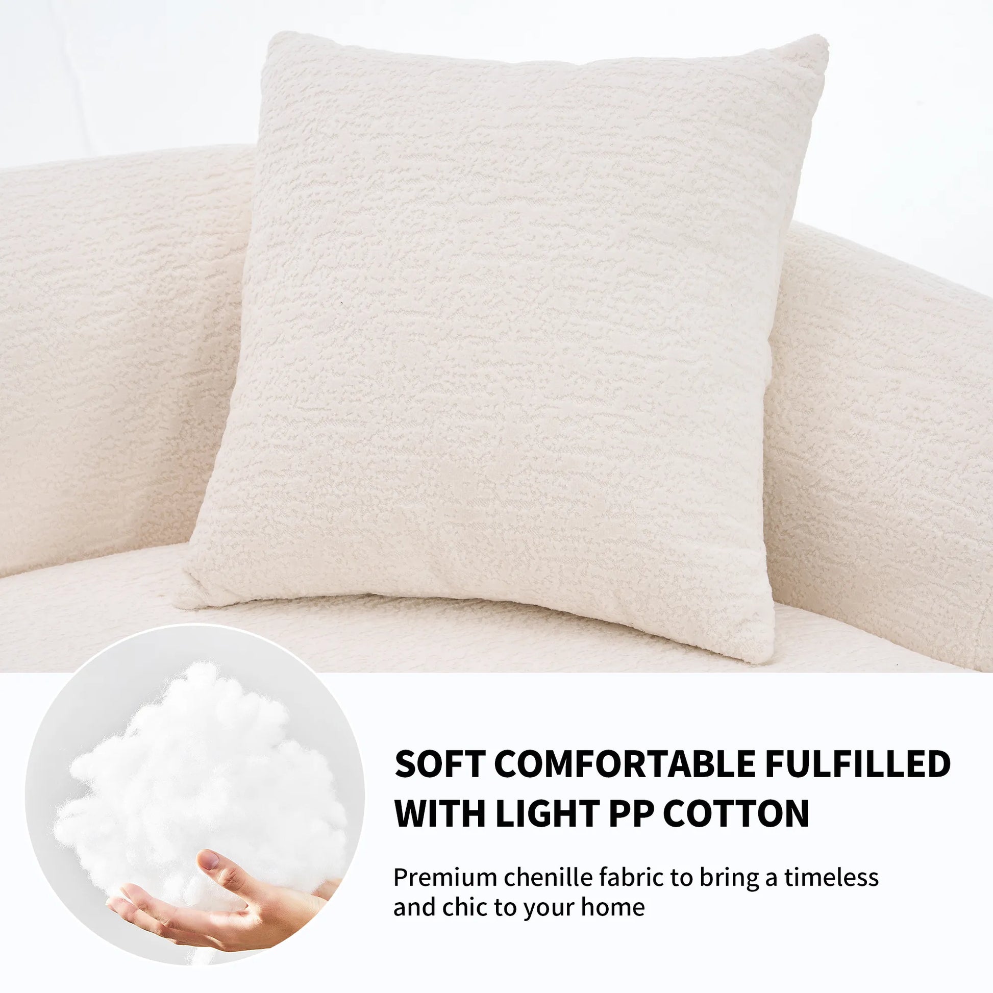 4 Seater Chenille Fabric Full Sponge Legless Compressed Sectional Sofa