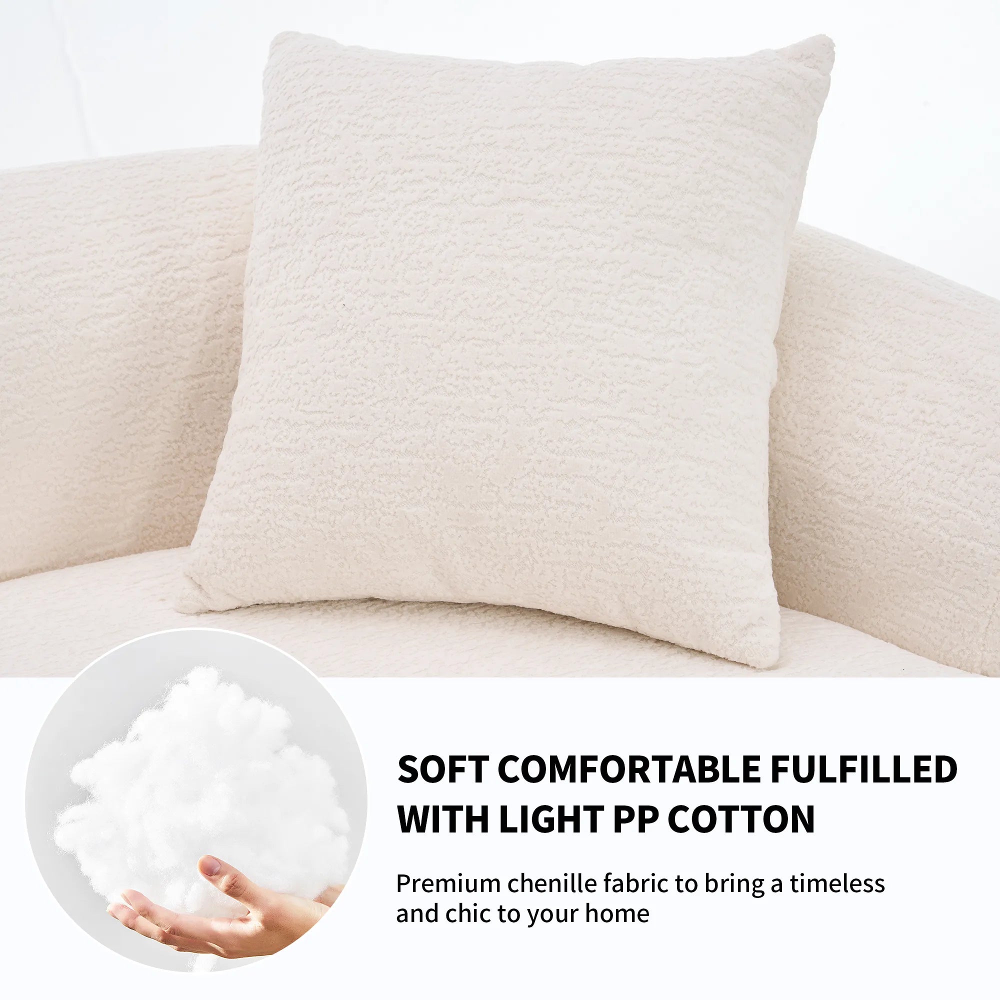 4 Seater Chenille Fabric Full Sponge Legless Compressed Sectional Sofa