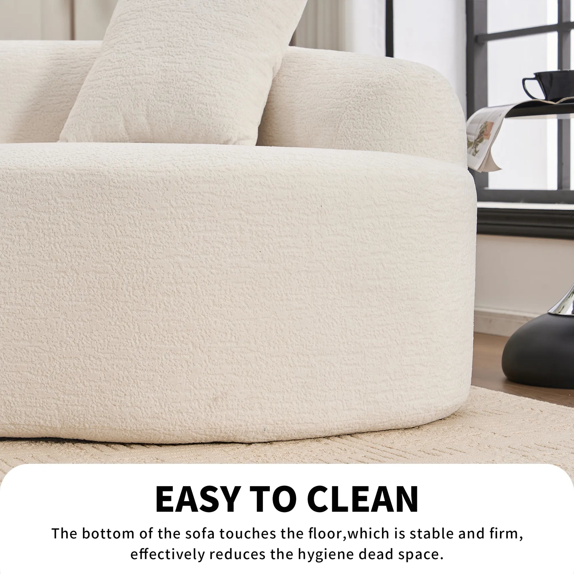4 Seater Chenille Fabric Full Sponge Legless Compressed Sectional Sofa