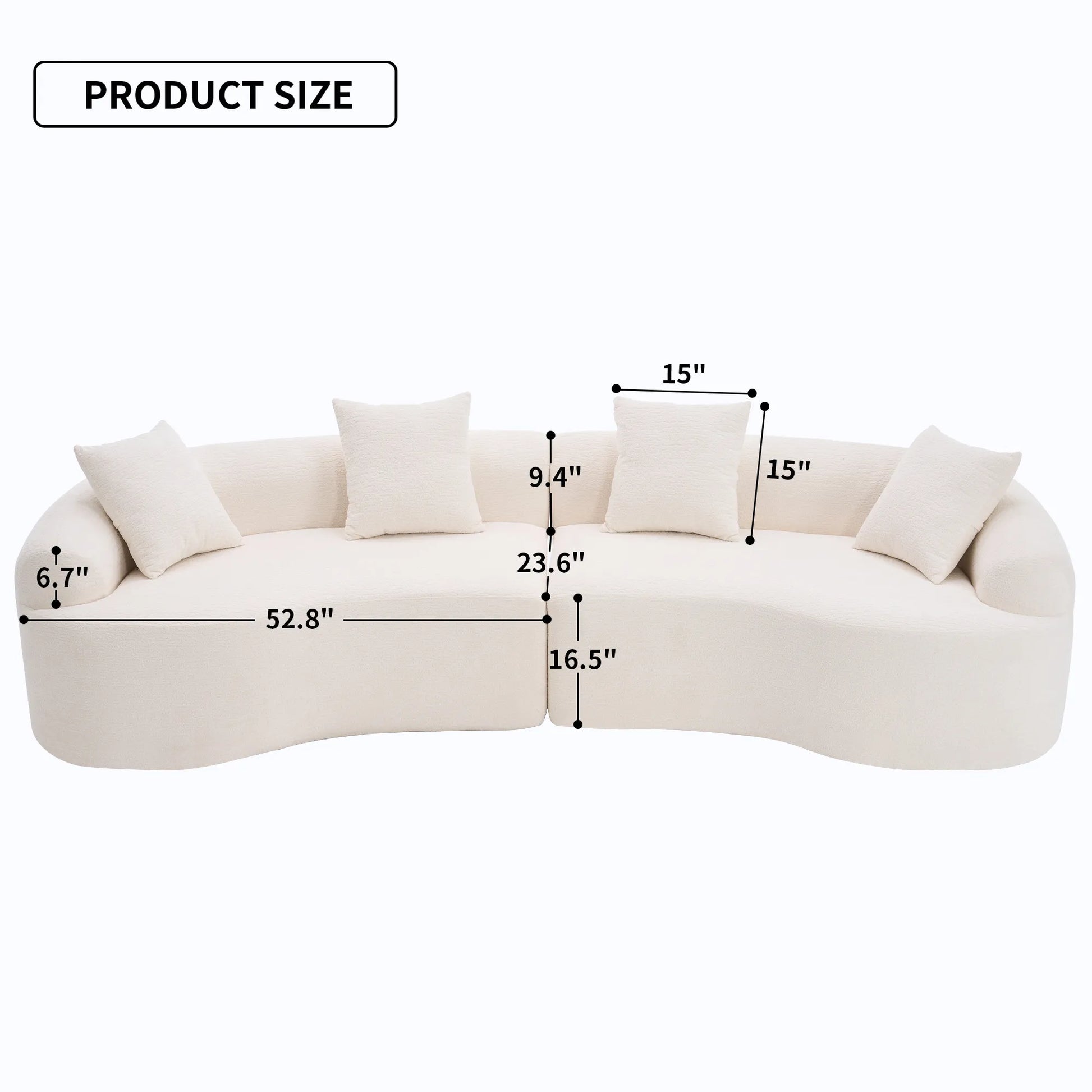 4 Seater Chenille Fabric Full Sponge Legless Compressed Sectional Sofa