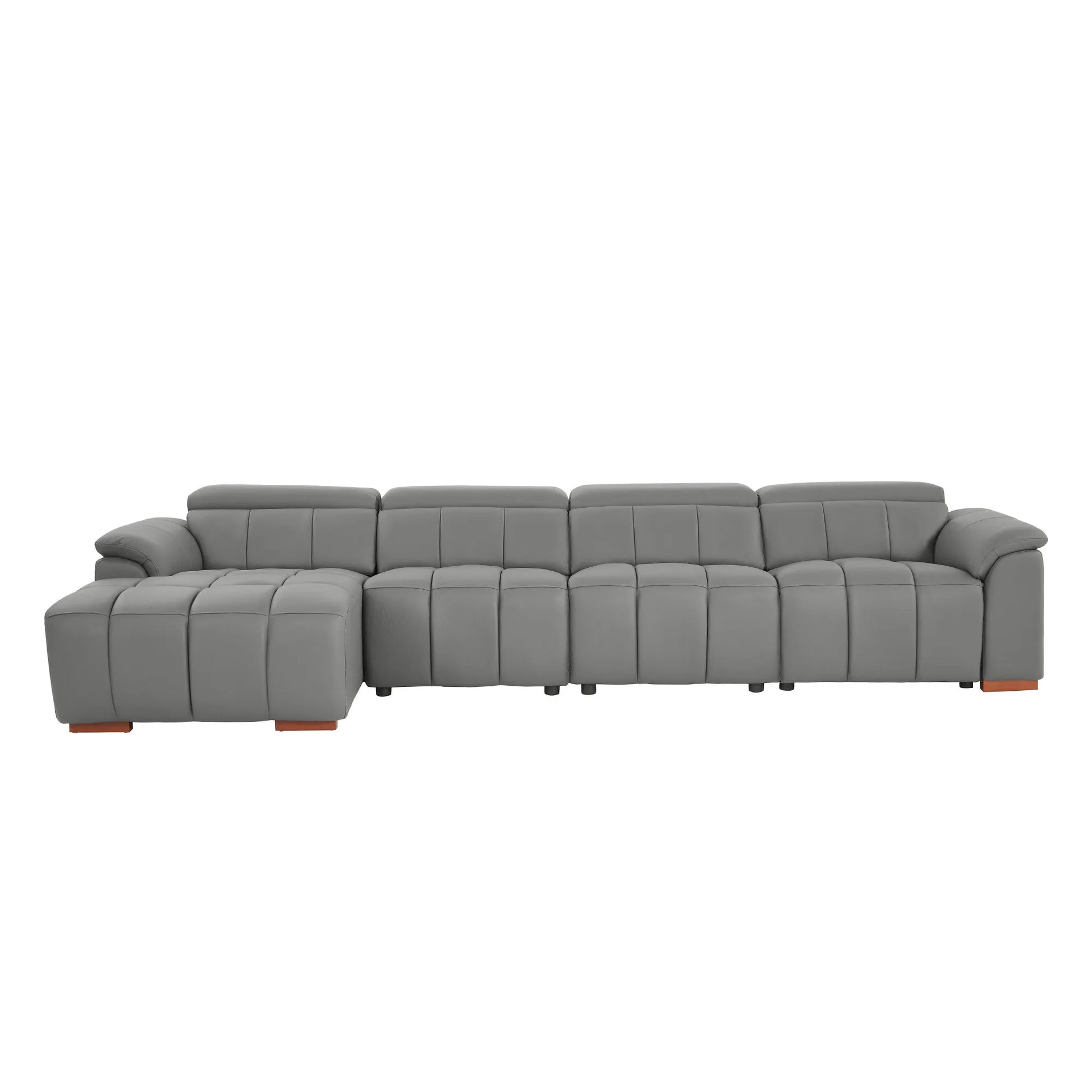 4 Seater L Shape Leather Modern Power Reclining Sofa