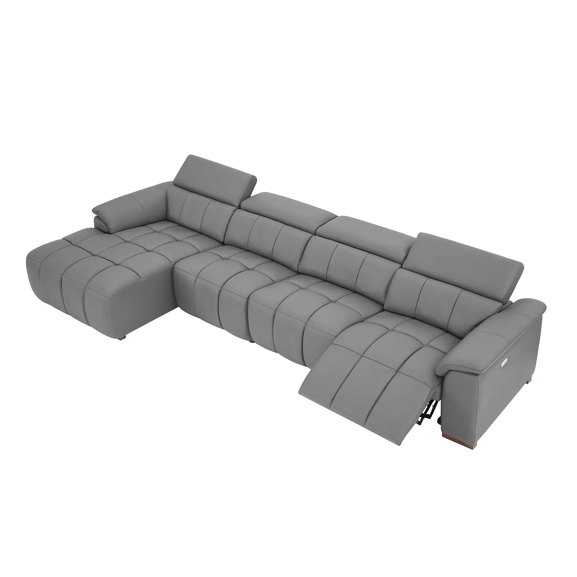 4 Seater L Shape Leather Modern Power Reclining Sofa