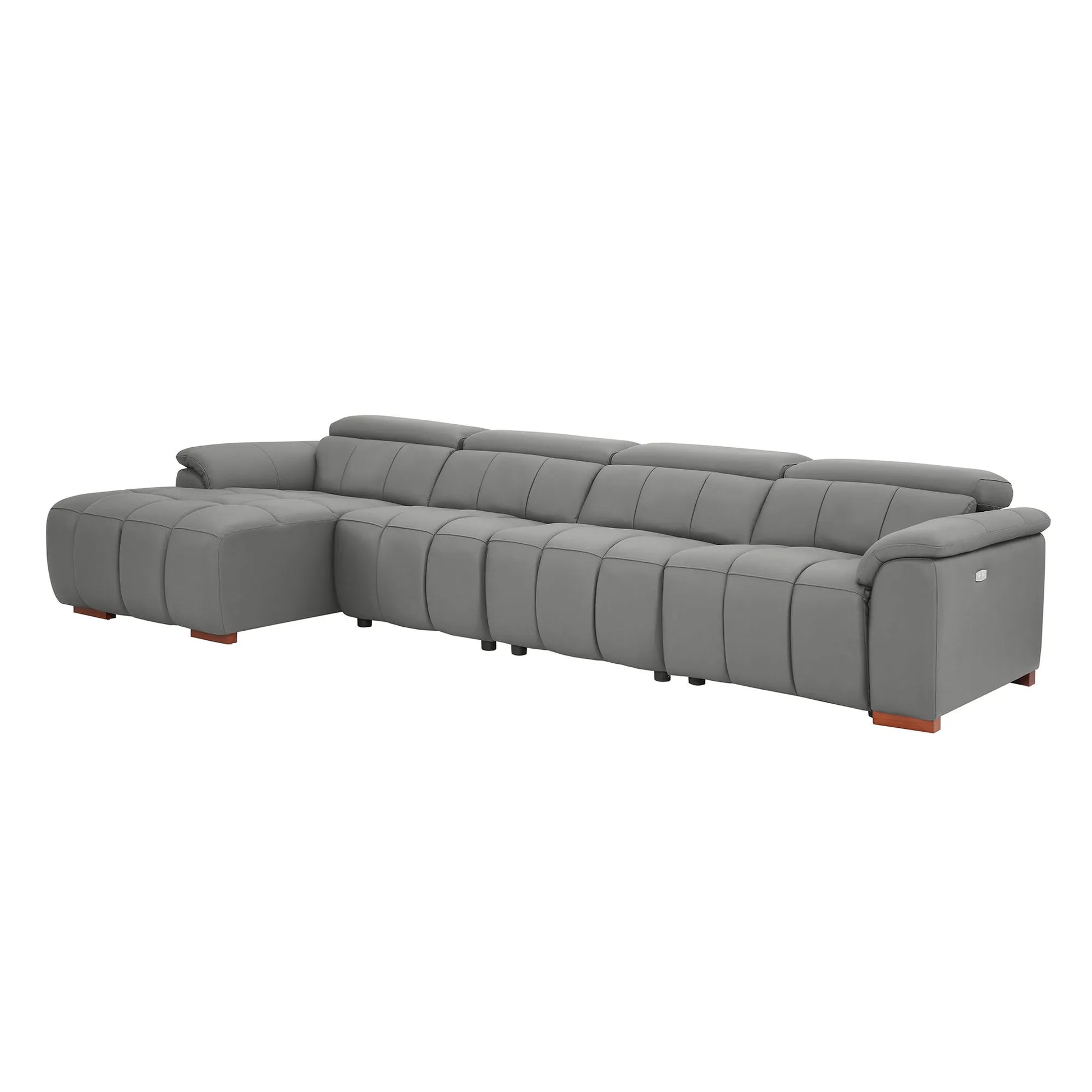 4 Seater L Shape Leather Modern Power Reclining Sofa