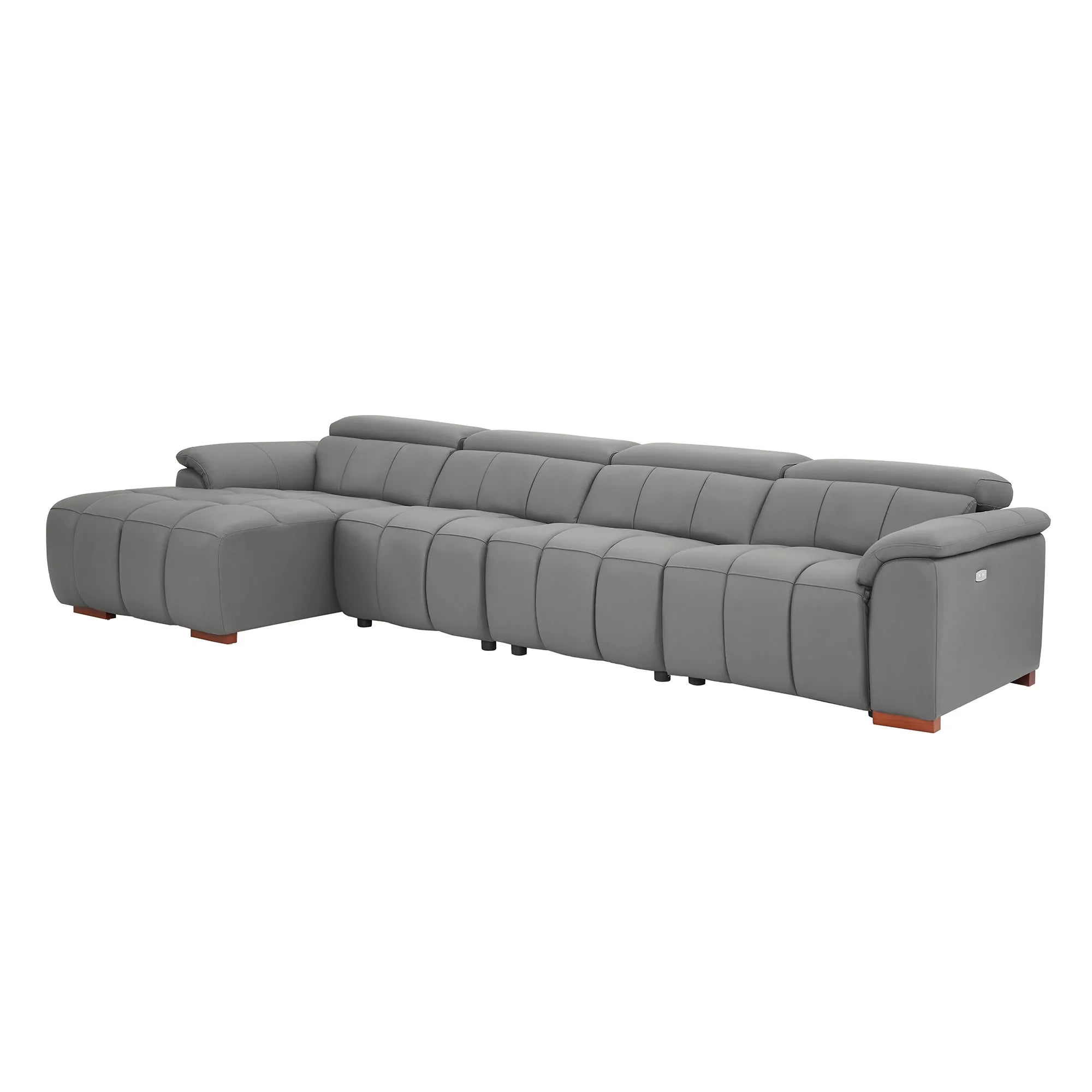 4 Seater L Shape Leather Modern Power Reclining Sofa
