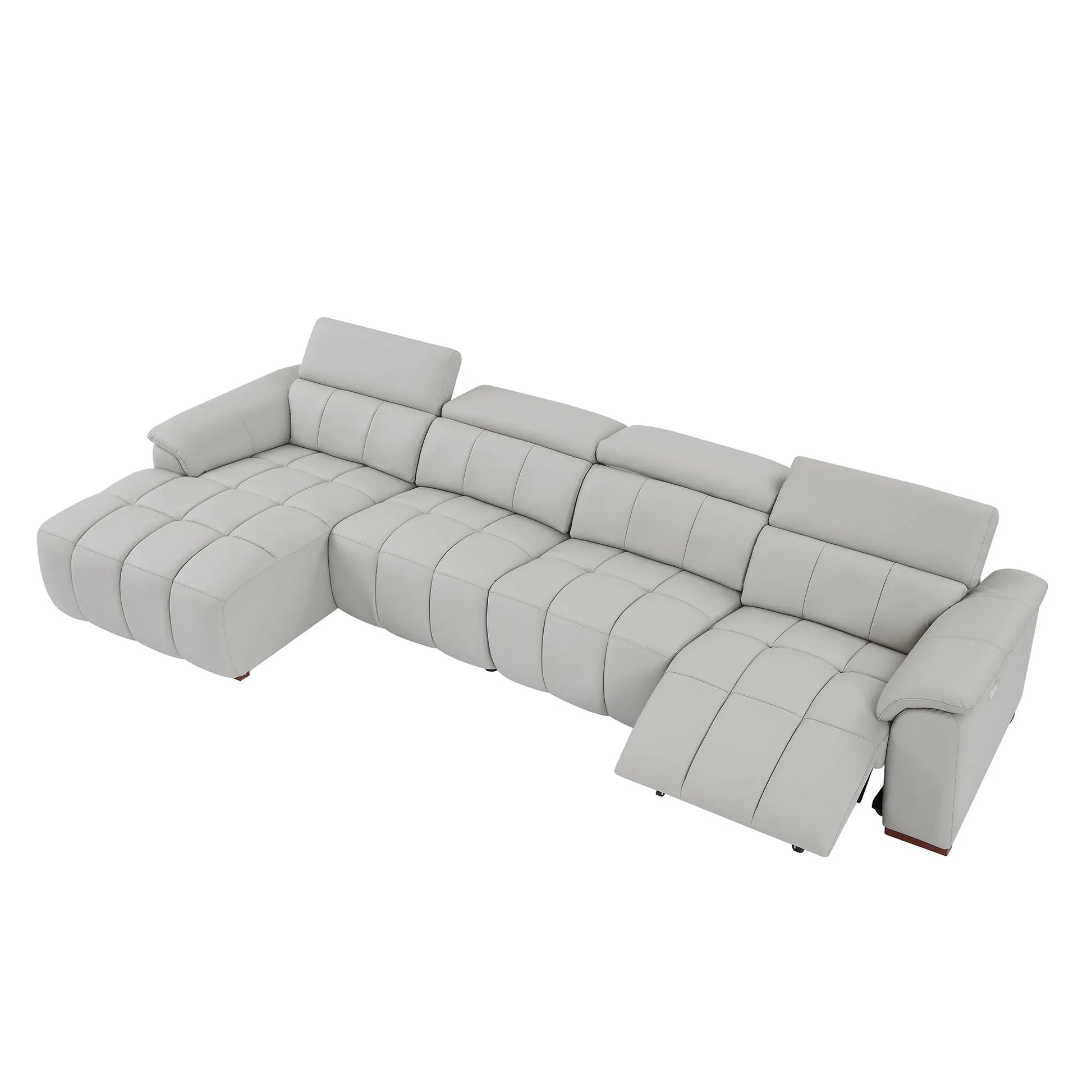 4 Seater L Shape Leather Modern Power Reclining Sofa