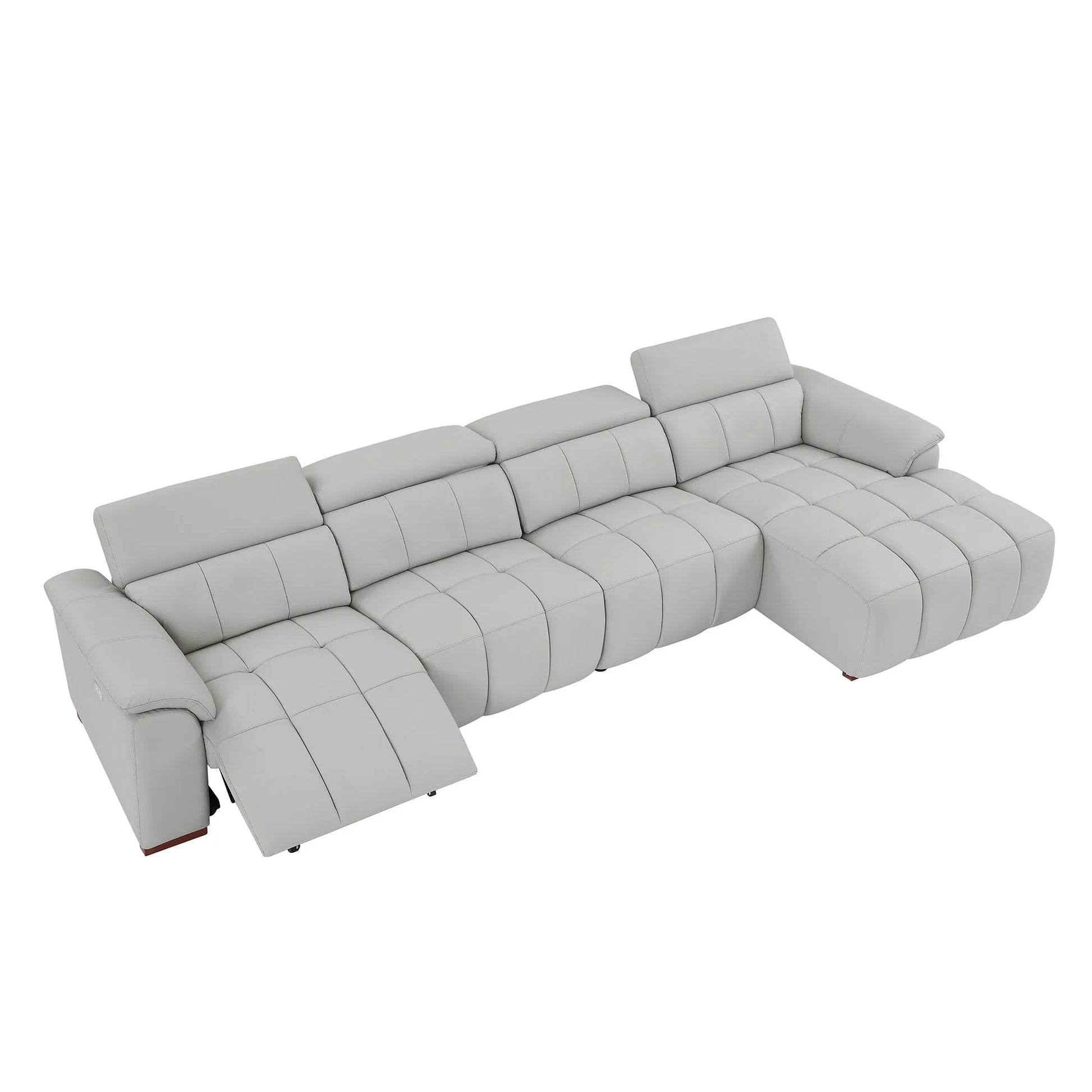 4 Seater L Shape Leather Modern Power Reclining Sofa