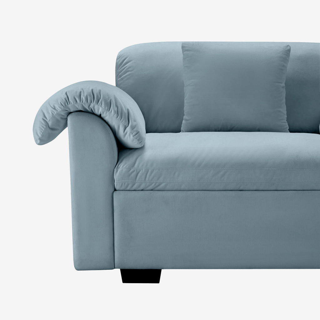 4 Seater Oversized Modern Velvet Cloud Comfort Sectional Sofa with Ottoman & Underseat Storage