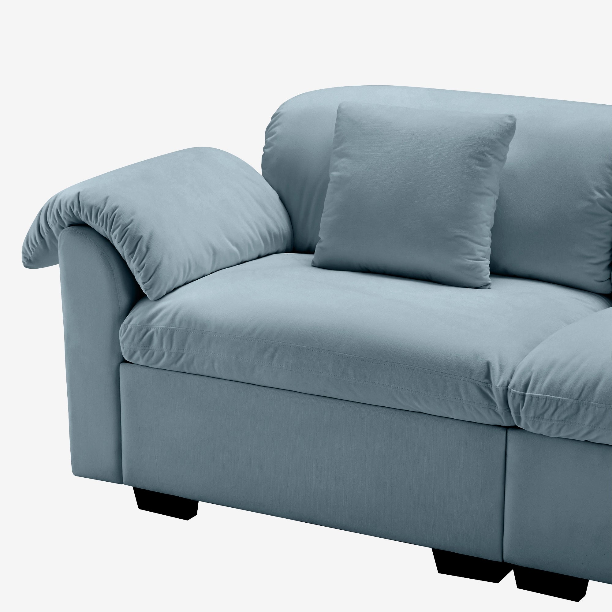4 Seater Oversized Modern Velvet Cloud Comfort Sectional Sofa with Ottoman & Underseat Storage