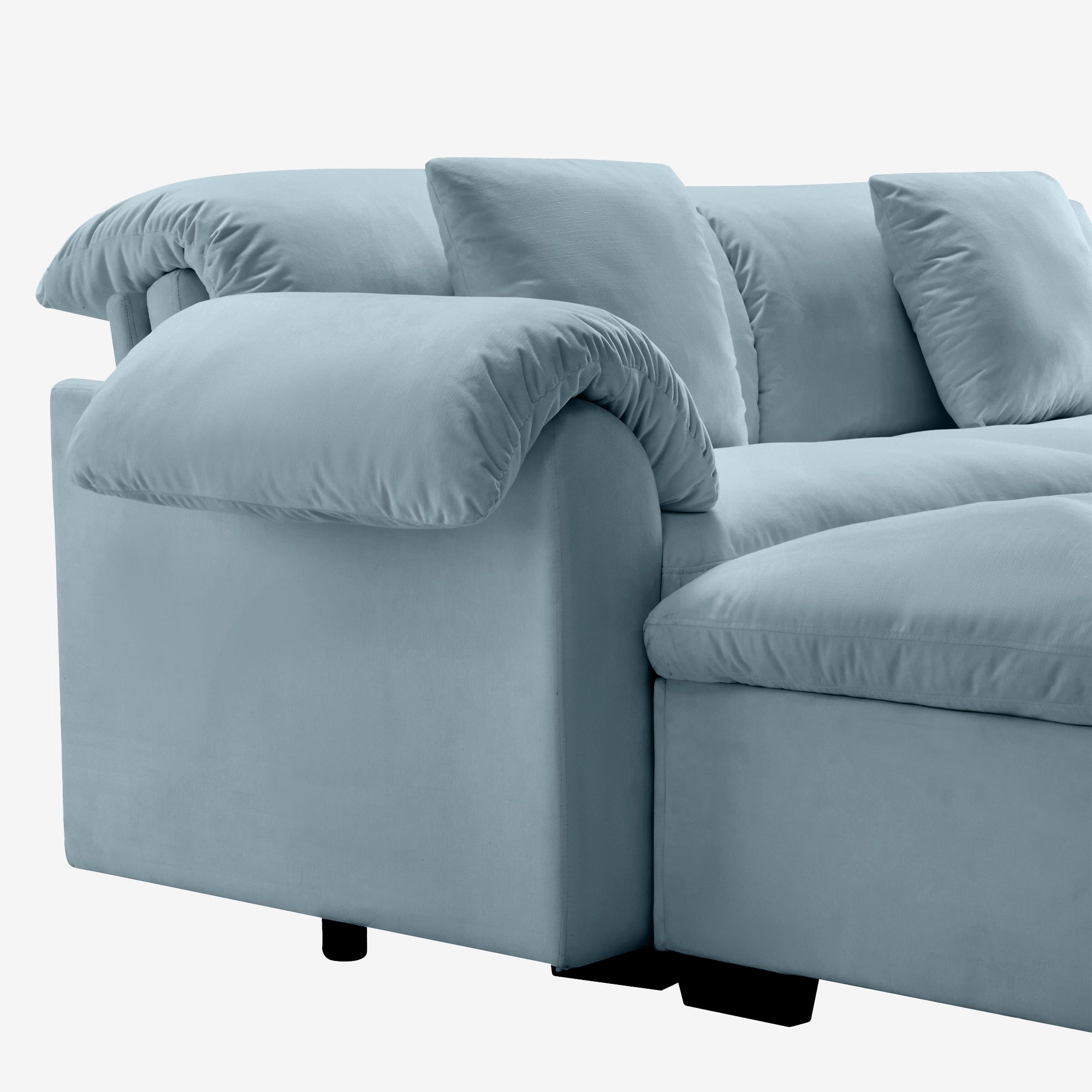 4 Seater Oversized Modern Velvet Cloud Comfort Sectional Sofa with Ottoman & Underseat Storage