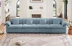 4 Seater Oversized Modern Velvet Cloud Comfort Sectional Sofa with Ottoman & Underseat Storage