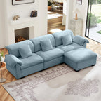 3 Seater Oversized Modern Velvet Cloud Comfort Sectional Sofa with Ottoman & Underseat Storage