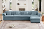 4 Seater Oversized Modern Velvet Cloud Comfort Sectional Sofa with Ottoman & Underseat Storage