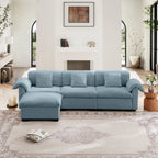 3 Seater Oversized Modern Velvet Cloud Comfort Sectional Sofa with Ottoman & Underseat Storage