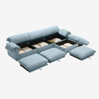 3 Seater Oversized Modern Velvet Cloud Comfort Sectional Sofa with Ottoman & Underseat Storage