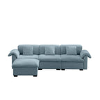 3 Seater Oversized Modern Velvet Cloud Comfort Sectional Sofa with Ottoman & Underseat Storage