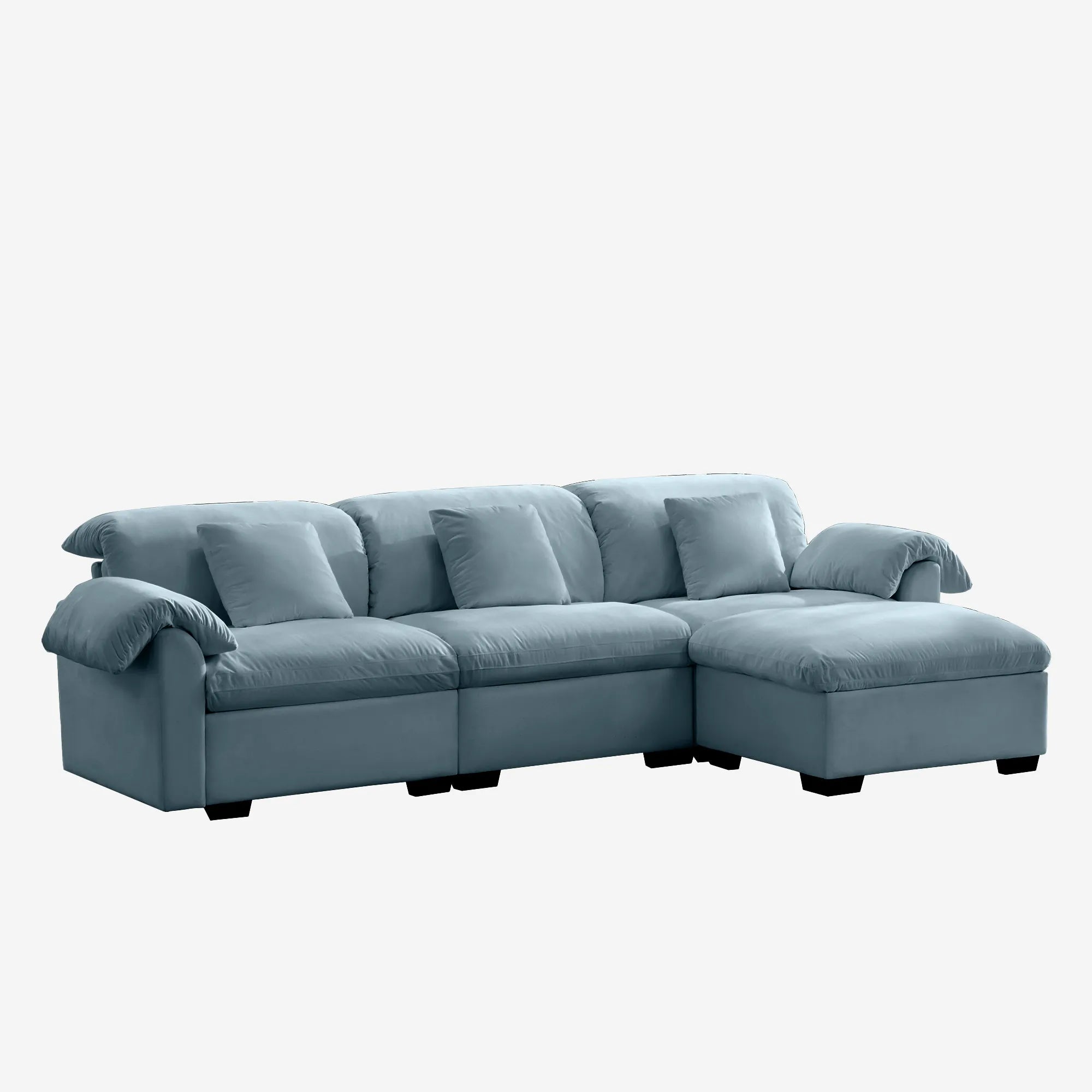 3 Seater Oversized Modern Velvet Cloud Comfort Sectional Sofa with Ottoman & Underseat Storage