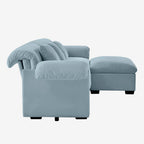 3 Seater Oversized Modern Velvet Cloud Comfort Sectional Sofa with Ottoman & Underseat Storage