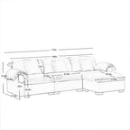 3 Seater Oversized Modern Velvet Cloud Comfort Sectional Sofa with Ottoman & Underseat Storage
