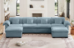 4 Seater Oversized Modern Velvet Cloud Comfort Sectional Sofa with Ottoman & Underseat Storage