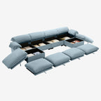 4 Seater Oversized Modern Velvet Cloud Comfort Sectional Sofa with Ottoman & Underseat Storage