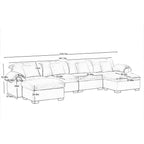 4 Seater Oversized Modern Velvet Cloud Comfort Sectional Sofa with Ottoman & Underseat Storage