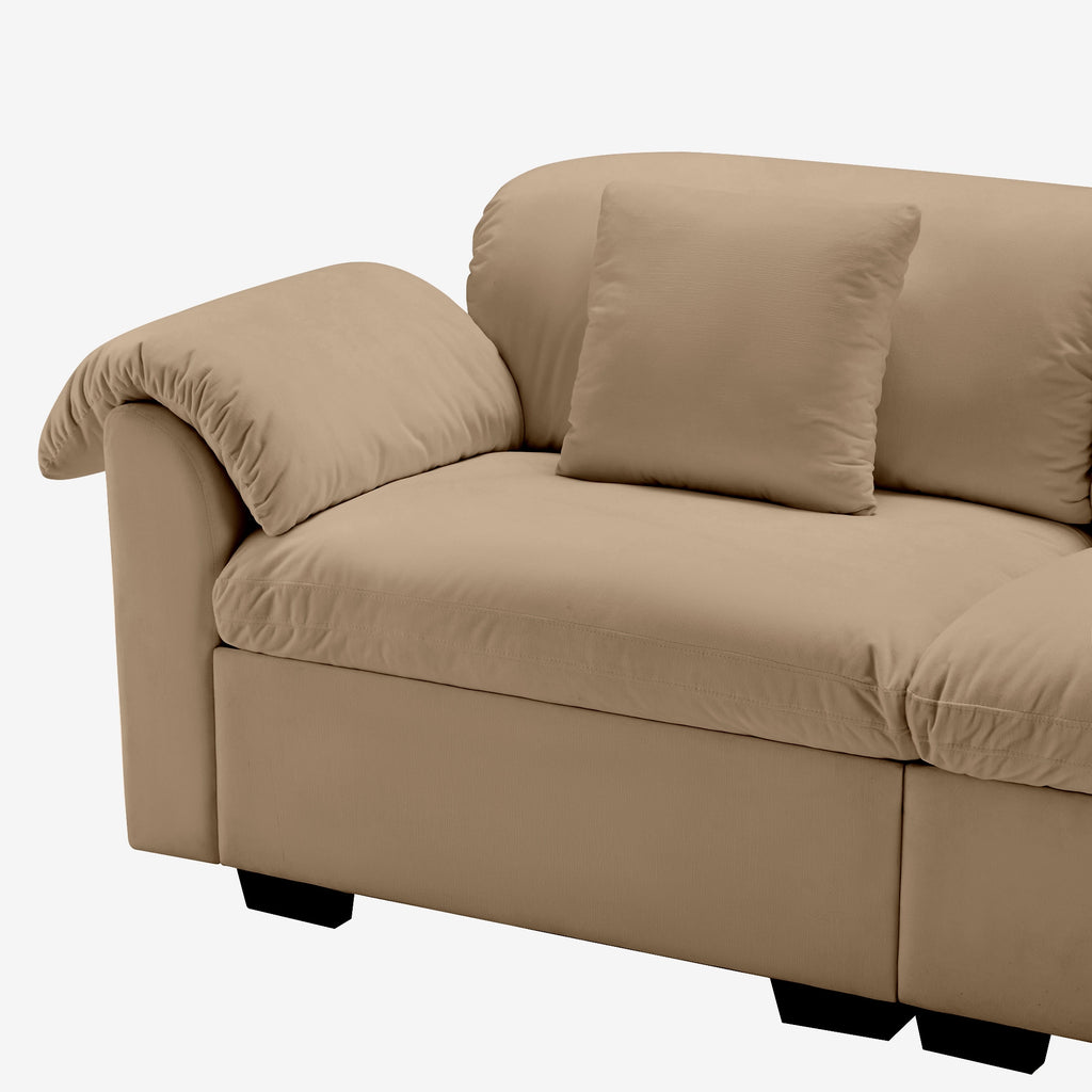 4 Seater Oversized Modern Velvet Cloud Comfort Sectional Sofa with Ottoman & Underseat Storage