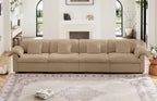 4 Seater Oversized Modern Velvet Cloud Comfort Sectional Sofa with Ottoman & Underseat Storage