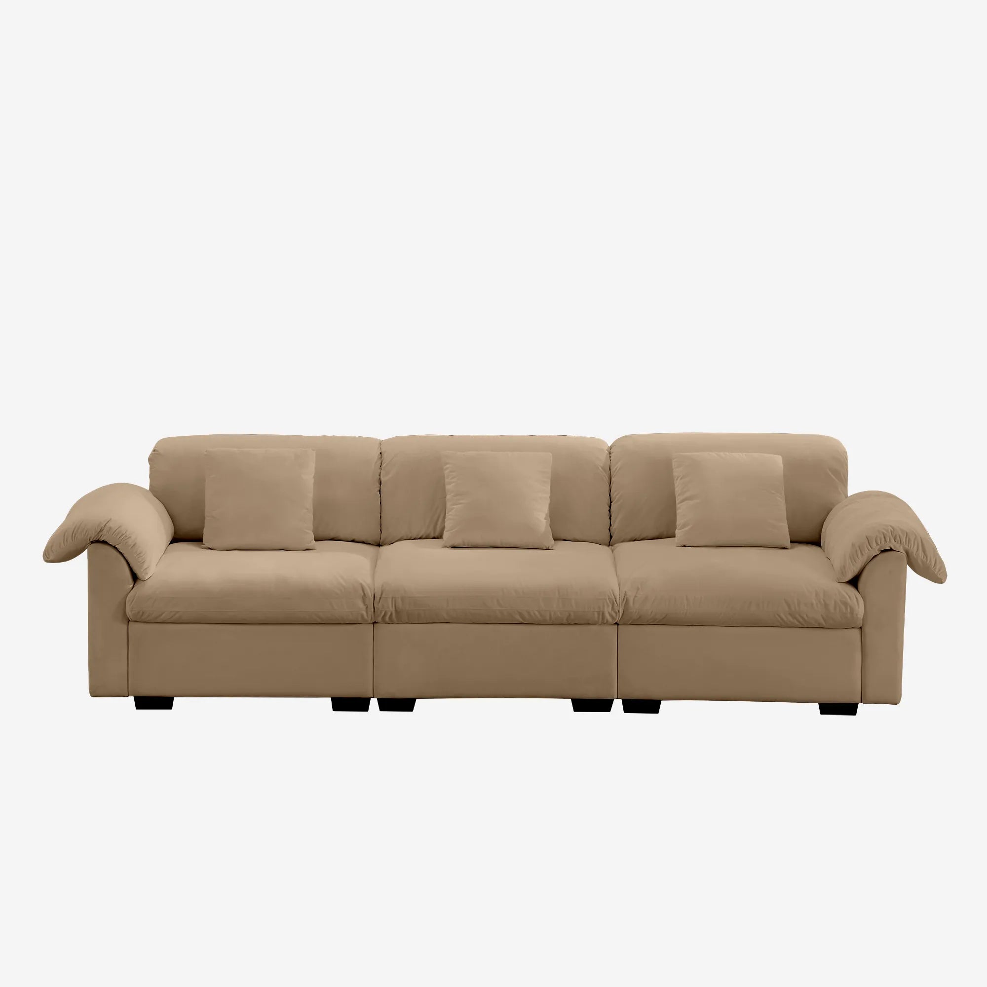 3 Seater Oversized Modern Velvet Cloud Comfort Sectional Sofa with Ottoman & Underseat Storage