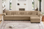 4 Seater Oversized Modern Velvet Cloud Comfort Sectional Sofa with Ottoman & Underseat Storage