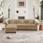 3 Seater Oversized Modern Velvet Cloud Comfort Sectional Sofa with Ottoman & Underseat Storage