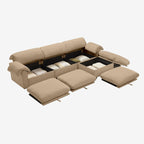 3 Seater Oversized Modern Velvet Cloud Comfort Sectional Sofa with Ottoman & Underseat Storage