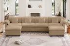 4 Seater Oversized Modern Velvet Cloud Comfort Sectional Sofa with Ottoman & Underseat Storage