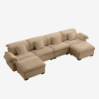 4 Seater Oversized Modern Velvet Cloud Comfort Sectional Sofa with Ottoman & Underseat Storage