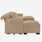 4 Seater Oversized Modern Velvet Cloud Comfort Sectional Sofa with Ottoman & Underseat Storage
