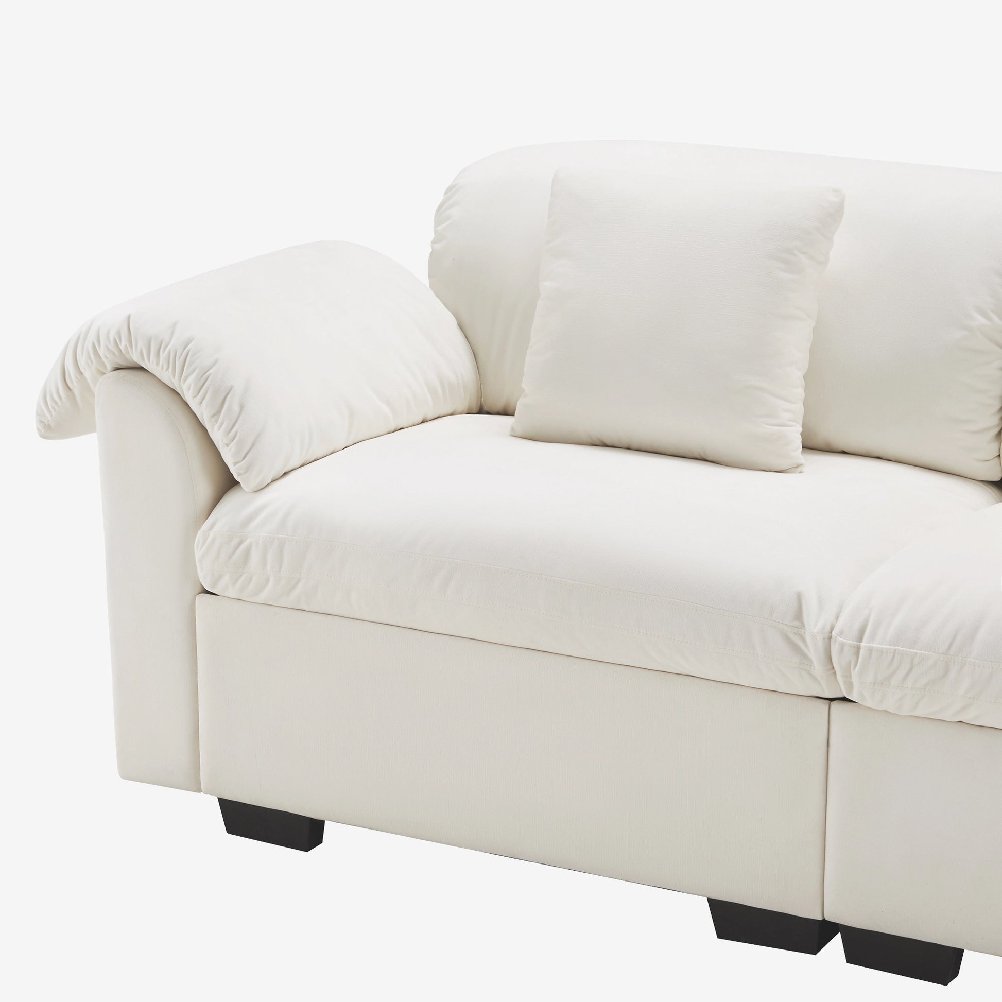 4 Seater Oversized Modern Velvet Cloud Comfort Sectional Sofa with Ottoman & Underseat Storage