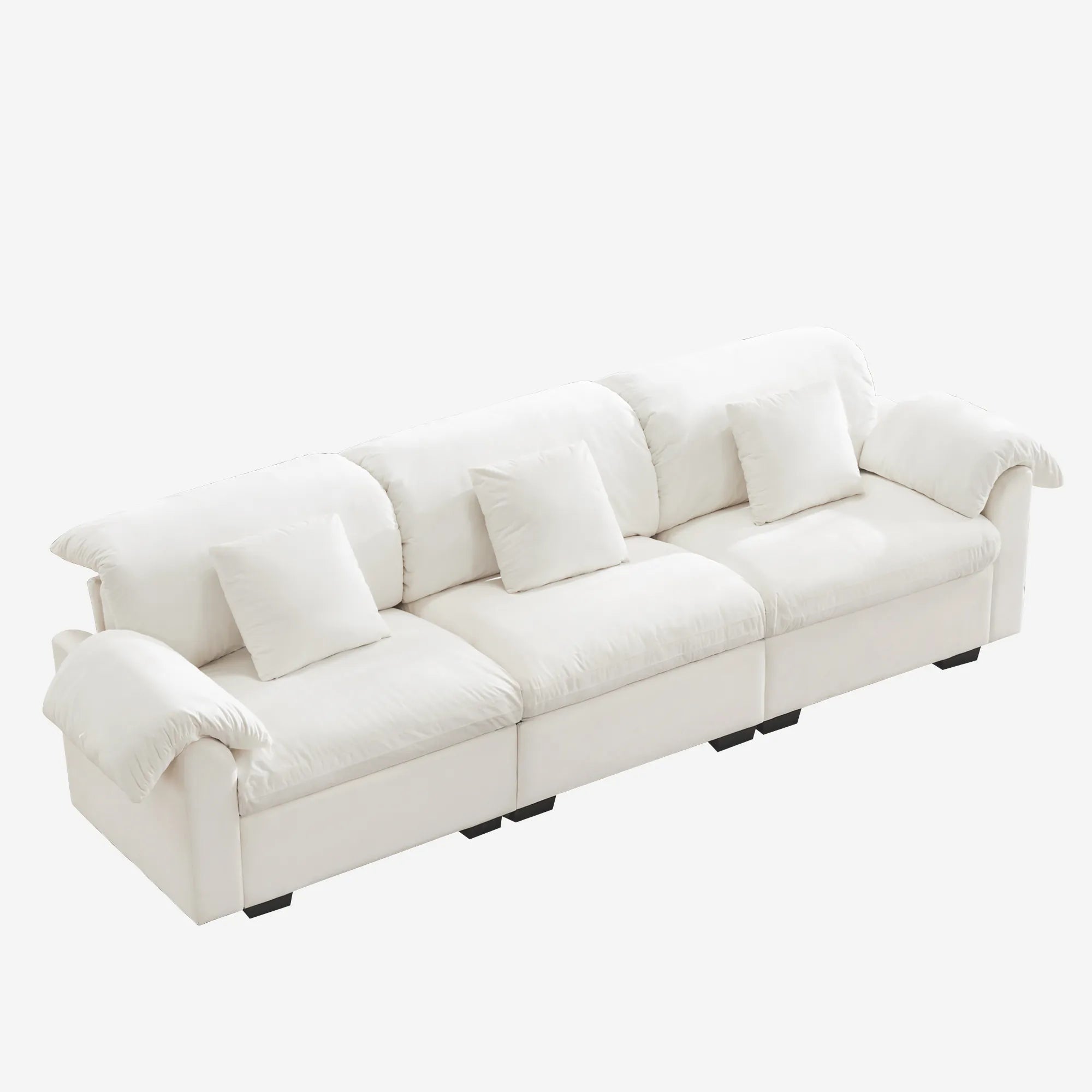 3 Seater Oversized Modern Velvet Cloud Comfort Sectional Sofa with Ottoman & Underseat Storage