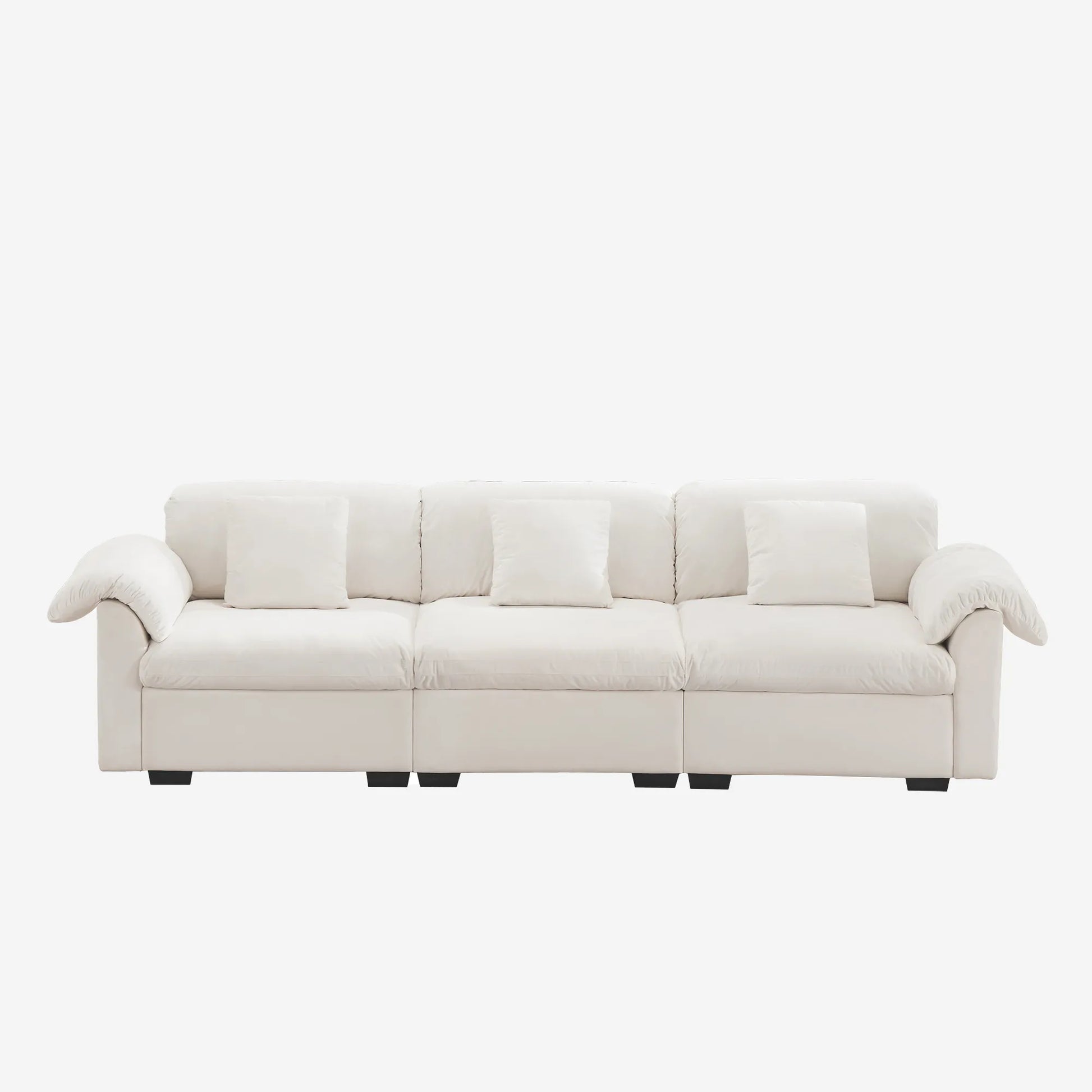 3 Seater Oversized Modern Velvet Cloud Comfort Sectional Sofa with Ottoman & Underseat Storage
