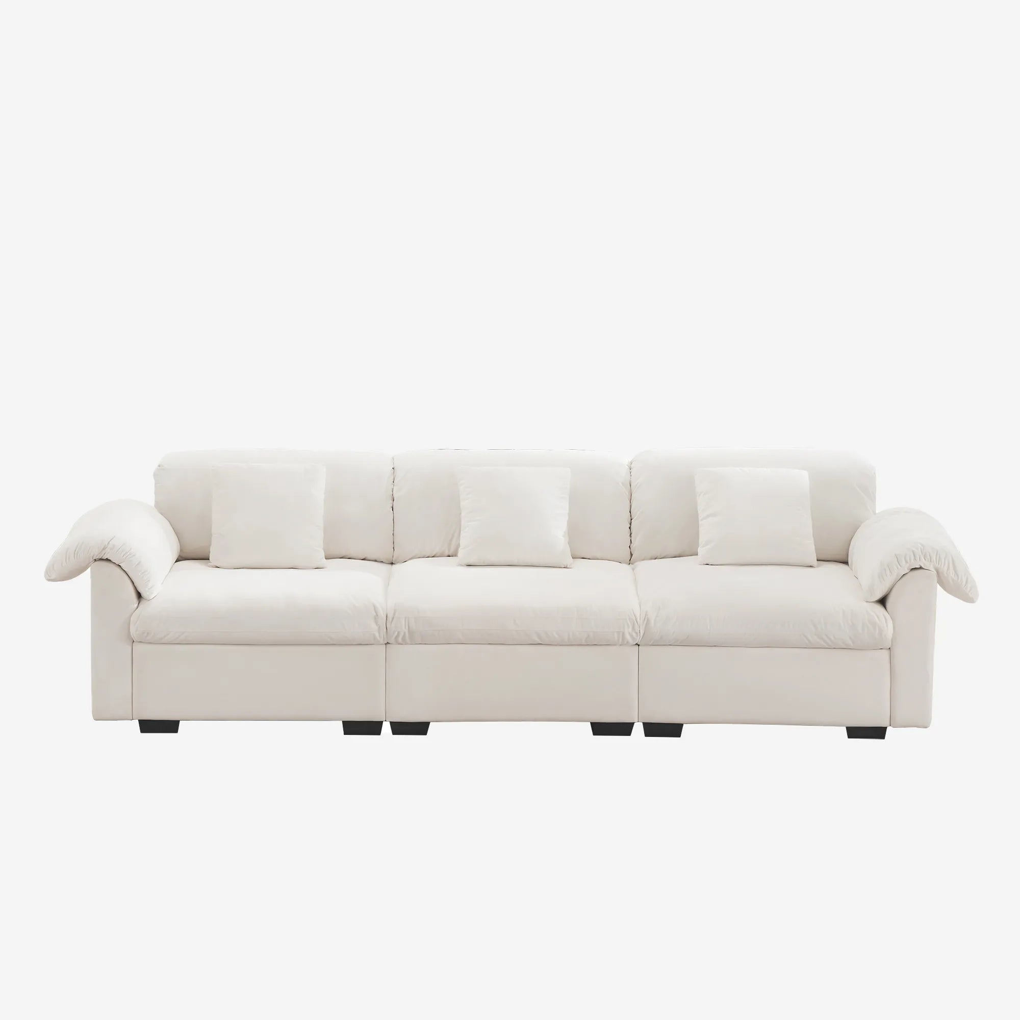 3 Seater Oversized Modern Velvet Cloud Comfort Sectional Sofa with Ottoman & Underseat Storage