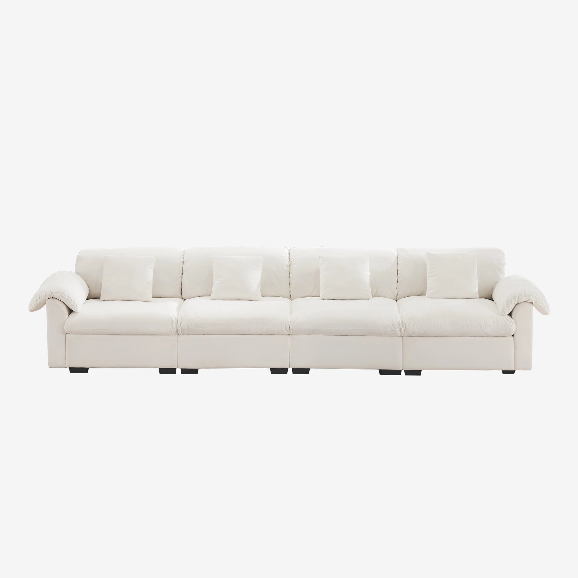 4 Seater Oversized Modern Velvet Cloud Comfort Sectional Sofa with Ottoman & Underseat Storage