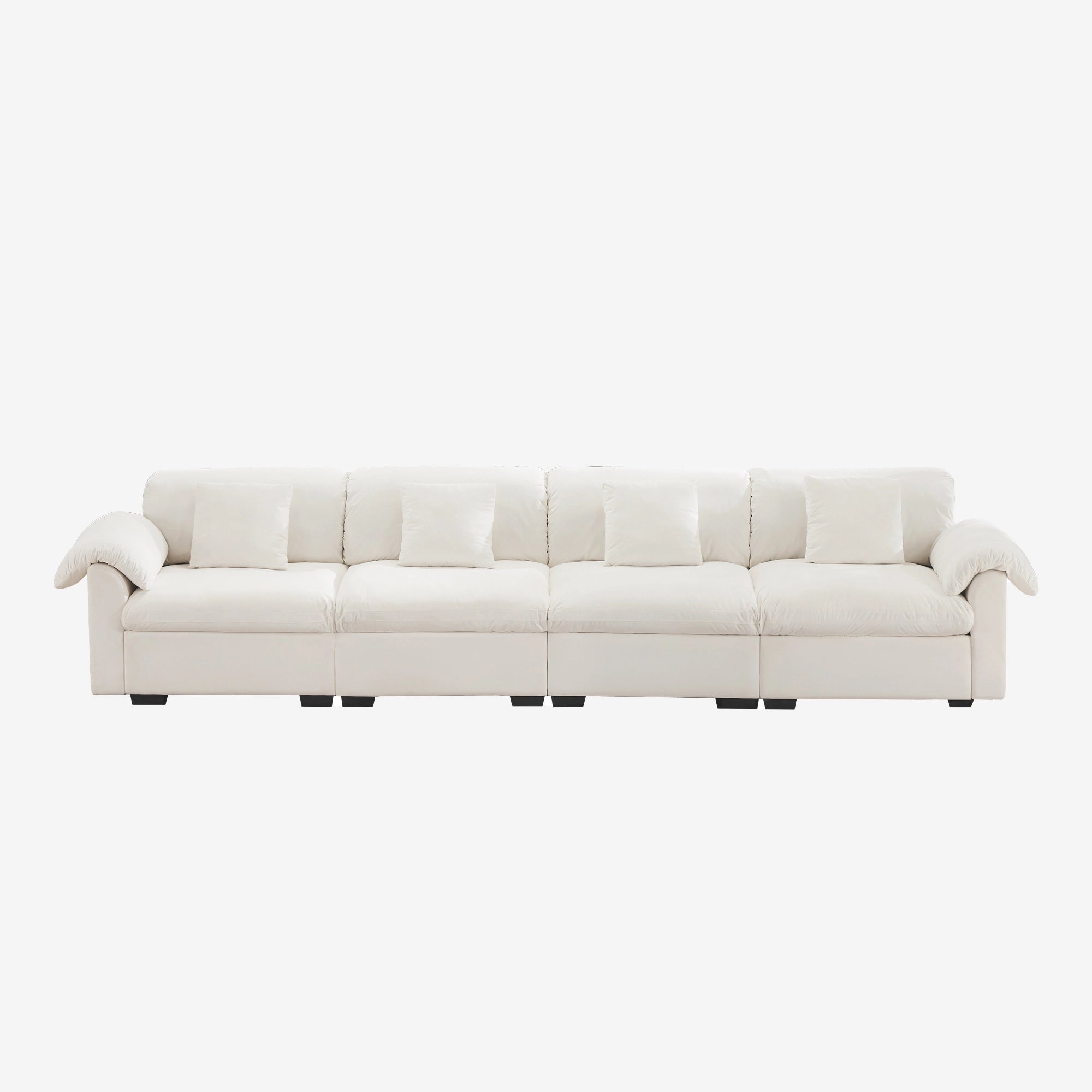 4 Seater Oversized Modern Velvet Cloud Comfort Sectional Sofa with Ottoman & Underseat Storage