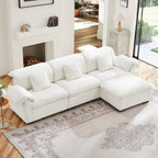 3 Seater Oversized Modern Velvet Cloud Comfort Sectional Sofa with Ottoman & Underseat Storage