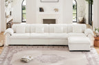 4 Seater Oversized Modern Velvet Cloud Comfort Sectional Sofa with Ottoman & Underseat Storage