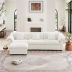 3 Seater Oversized Modern Velvet Cloud Comfort Sectional Sofa with Ottoman & Underseat Storage
