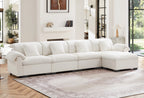 4 Seater Oversized Modern Velvet Cloud Comfort Sectional Sofa with Ottoman & Underseat Storage