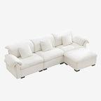 3 Seater Oversized Modern Velvet Cloud Comfort Sectional Sofa with Ottoman & Underseat Storage